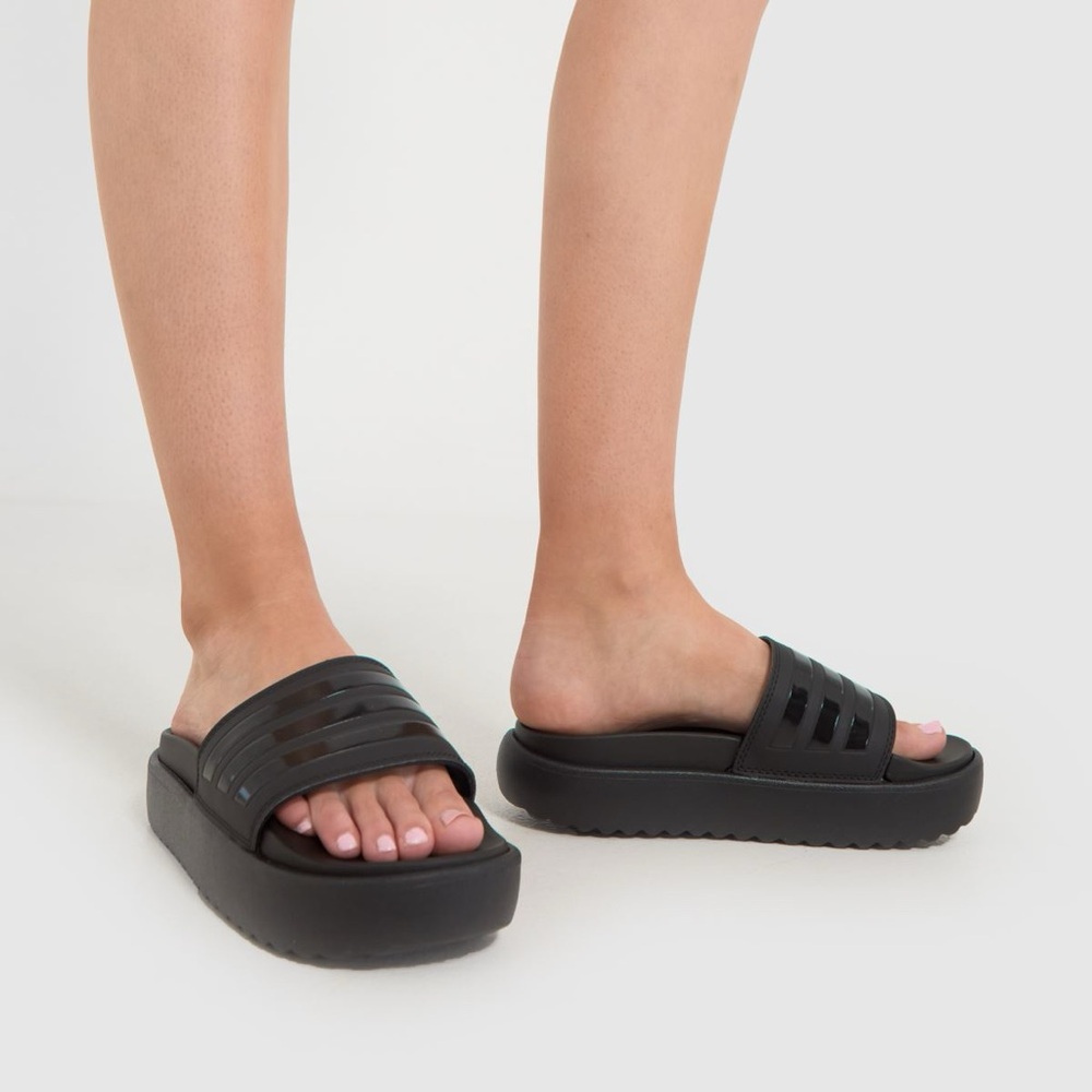Adidas Black Platform Slide Sandals